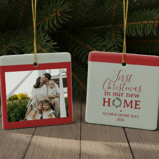 Adorno De Cerámica First Christmas In Our New Home Family Photo