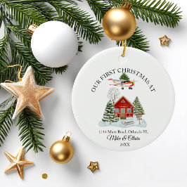 Adorno De Cerámica First Christmas New Home Cessna Airplane and Tree