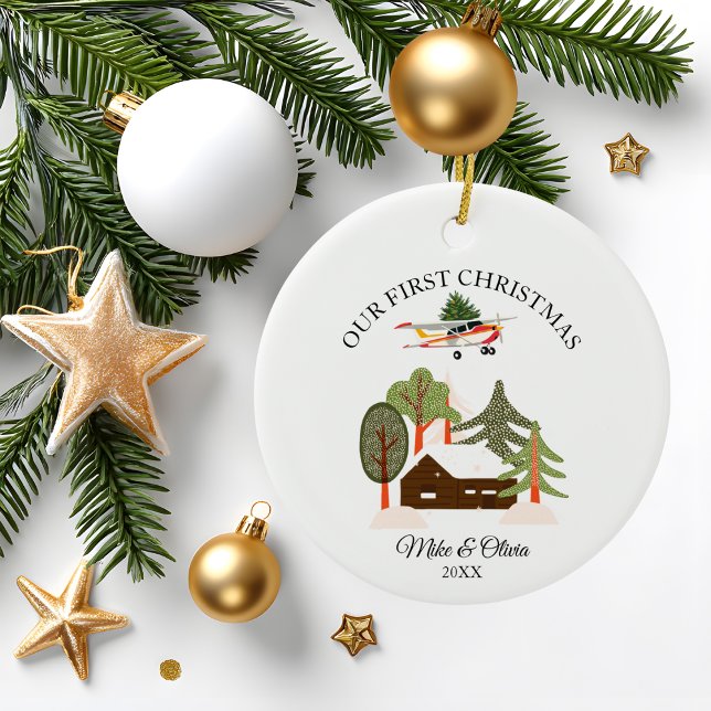 Adorno De Cerámica First Christmas New Home Cessna Airplane and Tree (Subido por el creador)