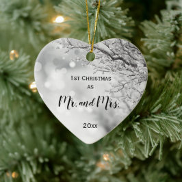 Adorno De Cerámica First Christmas Together Mr and Mrs Winter Wedding