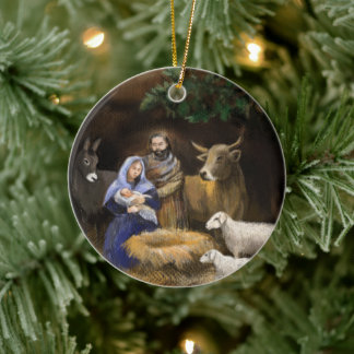 Adorno De Cerámica First Christmas together nativity