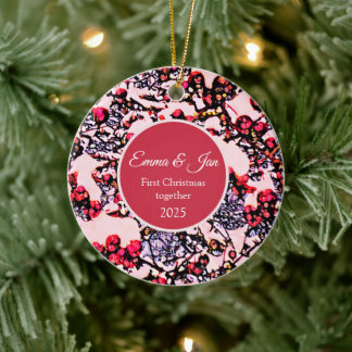 Adorno De Cerámica First Christmas together winter berries
