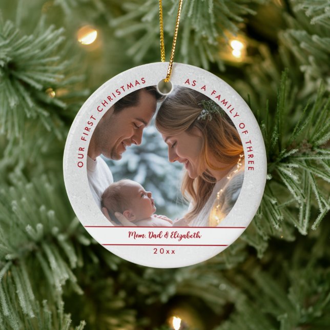 Adorno De Cerámica First Christmas Wonderland First Family Baby Photo (Árbol)