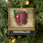 Adorno De Cerámica First Grade School Teachers Rock<br><div class="desc">🥇AN ORIGINAL COPYRIGHT ART DESIGN by Donna Siegrist ONLY AVAILABLE ON ZAZZLE! A Vintage styled First Grade School Teacher Christmas Ornament ready for you to personalize. ✔NOTE: ONLY CHANGE THE TEMPLATE AREAS NEEDED! 😀 If needed, you can remove some of the text and start fresh adding whatever text and font...</div>