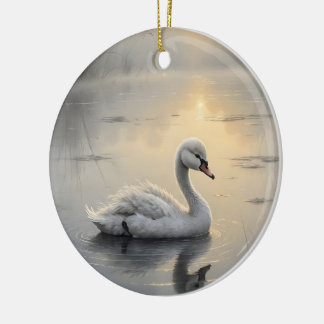 Adorno De Cerámica First Light Kin Swan Glass Ornament