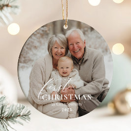 Adorno De Cerámica First Year as Grandparents Christmas Photo 