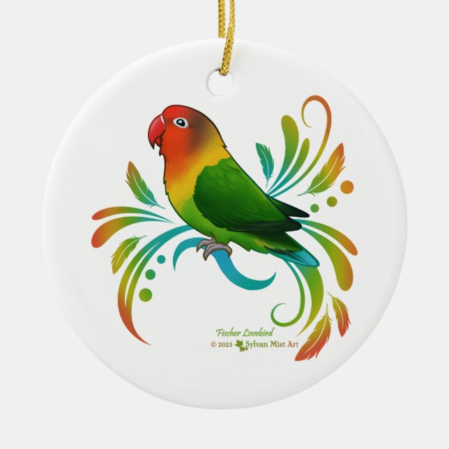 Adorno De Cerámica Fischer Lovebird (Frente)