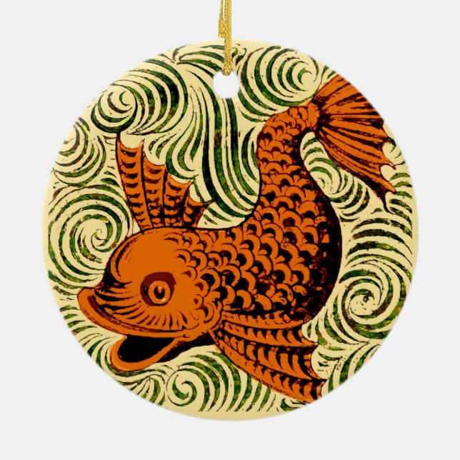 Adorno De Cerámica Fish Antiguo Tile Antiguo arte (Atrás)