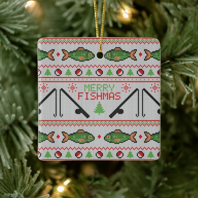 Adorno De Cerámica Fish Ugly Navidad Sweater (Árbol)