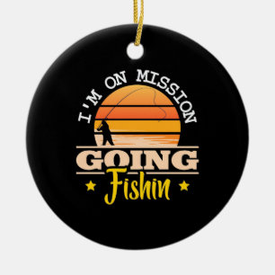 Adorno De Cerámica Fisher En Misión Voy A Pescar