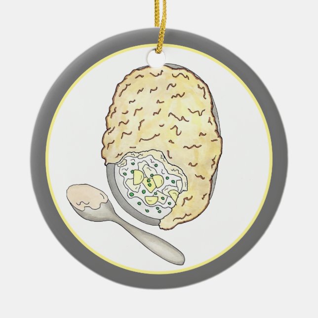 Adorno De Cerámica Fisherman's Fish Pie UK Pub Food Cuisine (Frente)