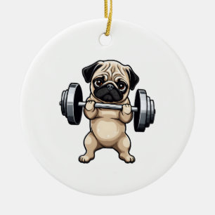 Adorno De Cerámica Fitness Pug