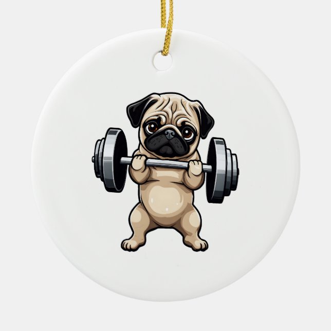 Adorno De Cerámica Fitness Pug (Frente)