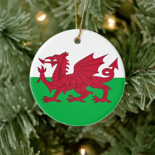 Adorno De Cerámica Flag of Wales (Cymru) (Árbol)