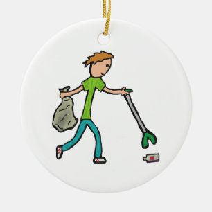 Adorno De Cerámica Flagelación y recogida de basura