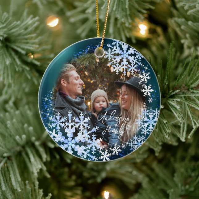Adorno De Cerámica Flama de nieve foto turquesa (Árbol)