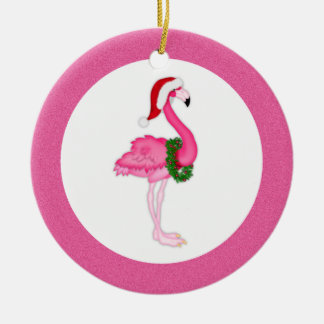 Adorno De Cerámica Flamenco rosado Santa
