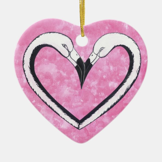 Adorno De Cerámica Flamingo Kiss heart (Frente)