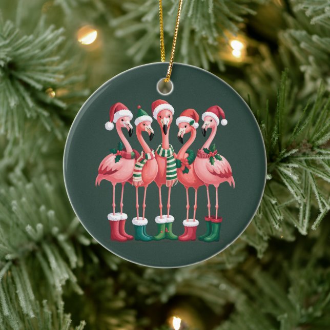 Adorno De Cerámica Flamingo Lover Navidades de regalo Merry Xmas (Árbol)