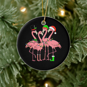 Adorno De Cerámica Flamingo Merry Christmas Funny Flamingo Lover Rega