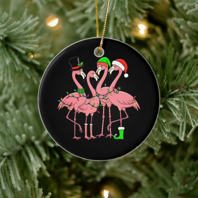Adorno De Cerámica Flamingo Merry Christmas Funny Flamingo Lover Rega (Árbol)