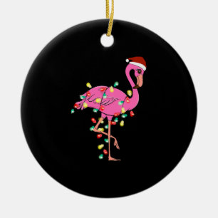 Adorno De Cerámica Flamingo Navidades graciosos