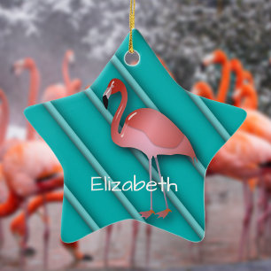 Adorno De Cerámica Flamingo rosa personalizado