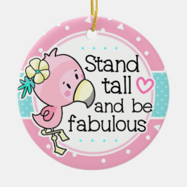 Adorno De Cerámica Flamingo Stand Tall y Be Fulous Pink