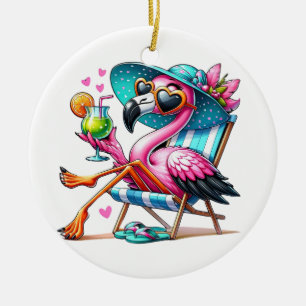 Adorno De Cerámica Flamingo verano fresco