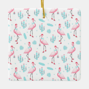 Adorno De Cerámica Flamingos y Cactus