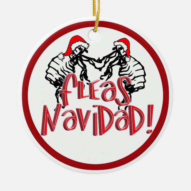Adorno De Cerámica Fleas Navidad - Navidades bailarines huyen (Frente)