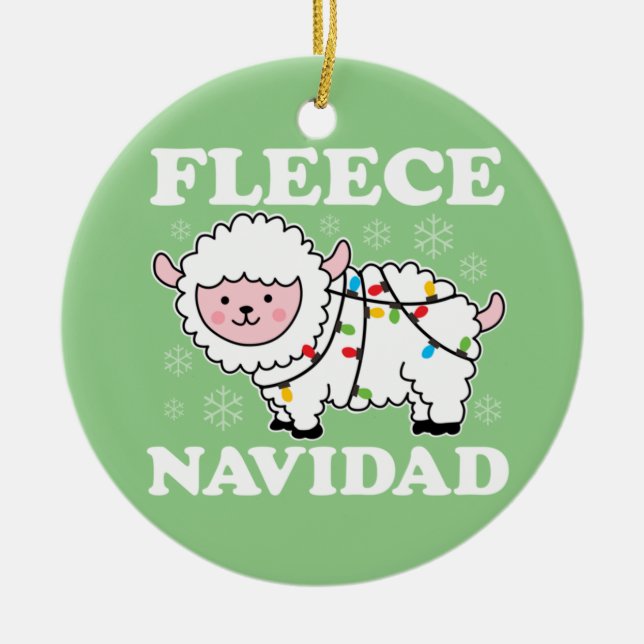 Adorno De Cerámica Fleece Navidad Feliz Navidad Kawaii Sheep (Frente)