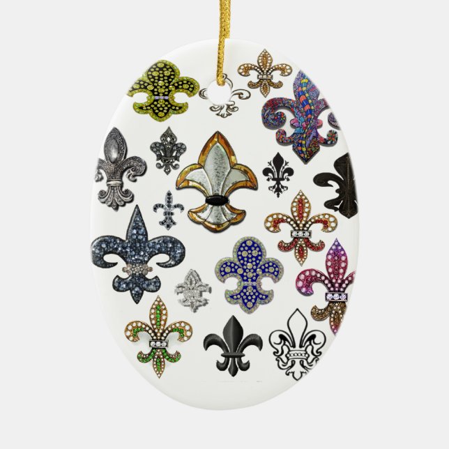 Adorno De Cerámica Fleur De Lis Flor New Orleans Jewel Sparkle (Frente)