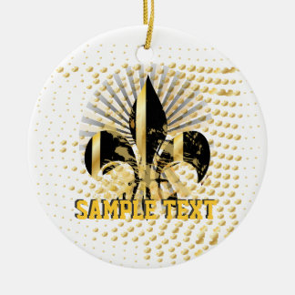 Adorno De Cerámica Fleur de Lis/negro + oro