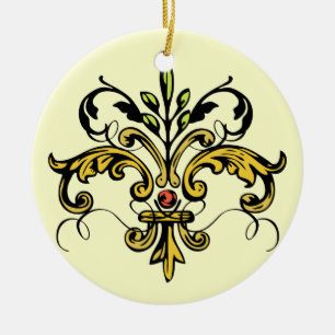 Adorno De Cerámica Fleur de lis Xmas