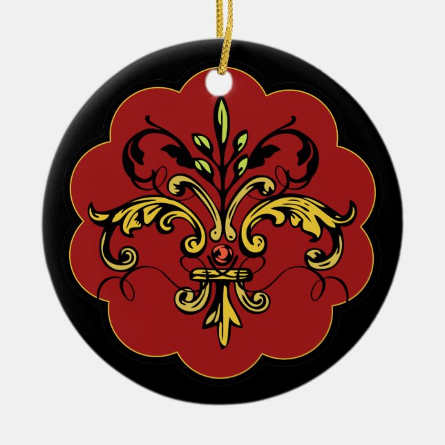 Adorno De Cerámica Fleur de lis Xmas - rojo (Frente)