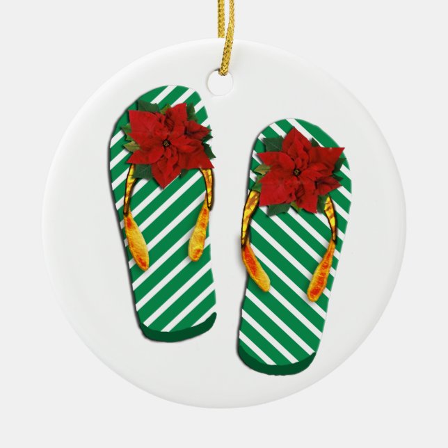 Adorno De Cerámica Flip Flops de Fiesta de Navidad (Frente)