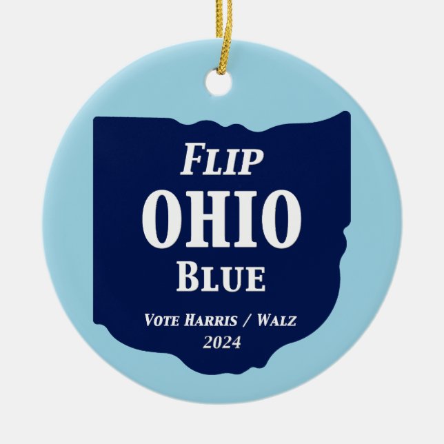 Adorno De Cerámica Flip Ohio Blue en 2024 (Frente)