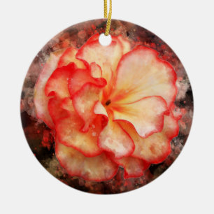 Adorno De Cerámica Flor acuarela de Begonia - bb3