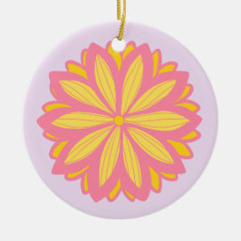 Adorno De Cerámica Flor Amarilla Y Rosa Botánica