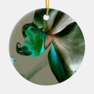 Adorno De Cerámica Flor artística en tonos azules, verdes y grises