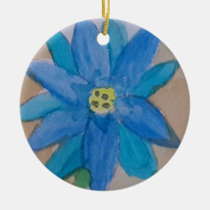 Adorno De Cerámica Flor azul
