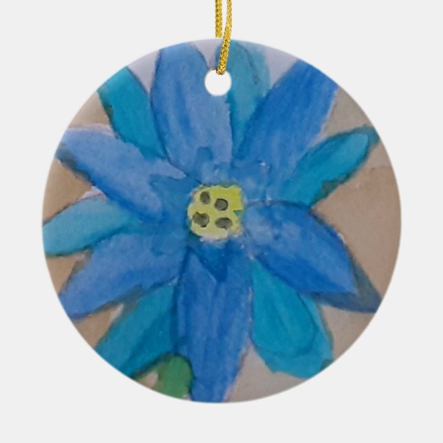 Adorno De Cerámica Flor azul (Frente)