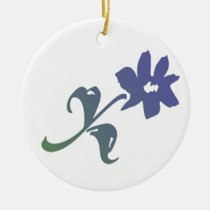 Adorno De Cerámica Flor azul Poetica