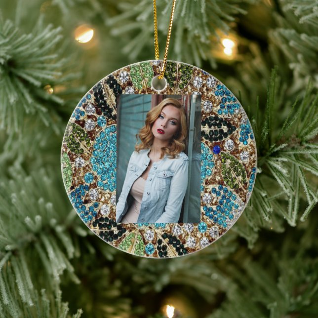 Adorno De Cerámica flor azul turquesa plateada de moda femenina (Árbol)