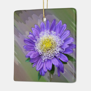Adorno De Cerámica flor azul violeta