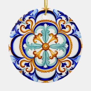Adorno De Cerámica Flor barroca siciliana II