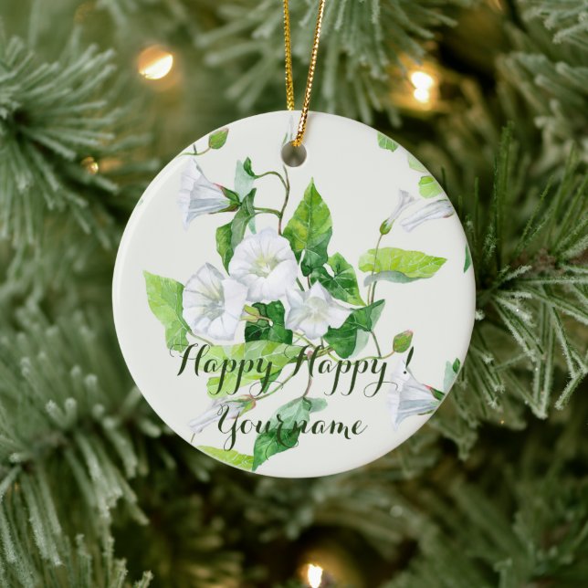 Adorno De Cerámica Flor blanca entrelazada (Árbol)