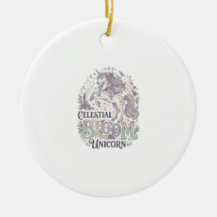 Adorno De Cerámica Flor Celestial Unicornio Unicornio Tipografía Prem
