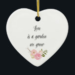 Adorno De Cerámica Flor de acuarela de jardín rosa romántico<br><div class="desc">Romántico Pink Garden Watercolor Floral amor es un jardín que cultivamos (de un poema mío)</div>